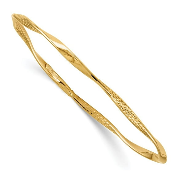 Auriga Fine Jewelry 14K Yellow Gold Textured Twisted Slip-On Bangle for Women