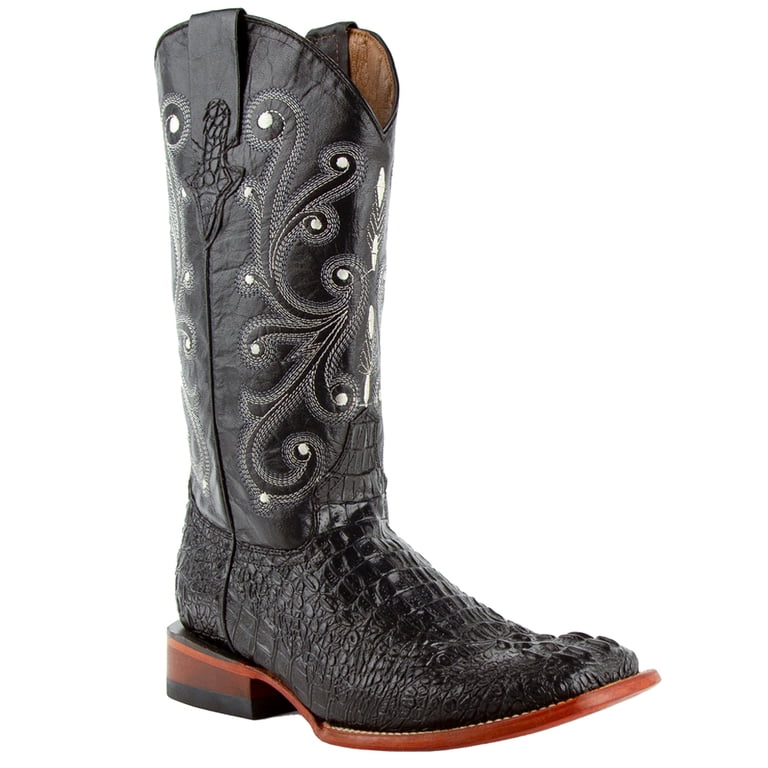 Ferrini Western Boots Mens Cowboy Caiman Gator Print Black  display picture 1