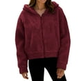 thumbnail image 4 of DAFPZW Faux Fur Fleece Jacket for Women Zip Up Sherpa Jackets Fluffy Coat Fuzzy Teddy Winter Hoodies, 4 of 9