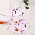 thumbnail image 4 of Trendfront Womens 2-Piece Cami Pajama Set Halloween Halloween Print Scoop Neck Spaghetti Strap Sleeveless Cami Top and Shorts Sleepwear Lounge Set, 4 of 5