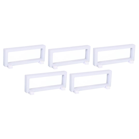 3D Floating Display Frame Coin Jewelry Case Holder with Base 7" x 2.8" White 5pcs