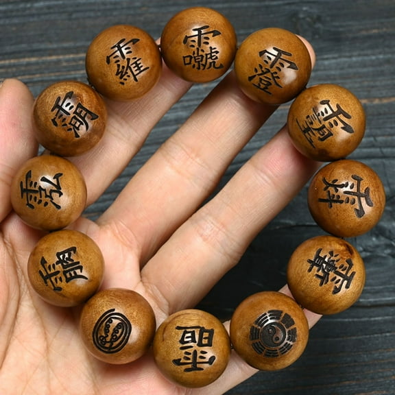 Jujube Wood Bracelet Carved Rosary Beads Style Handmade Prayer Bead Wood Jewelry for Men Women Spiritual Gift