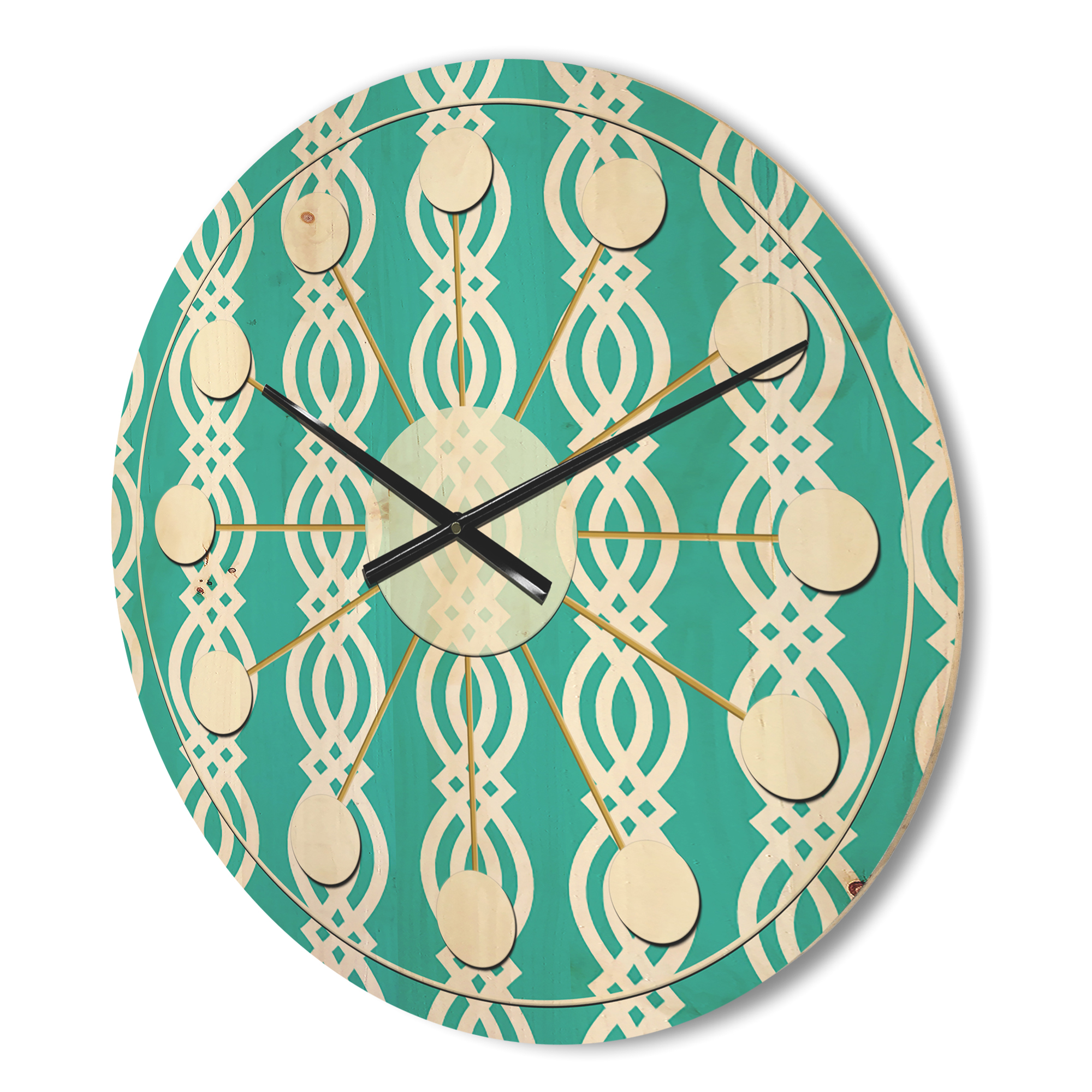 Designart 'Abstract Retro Pattern Design XVIII' Mid-Century Modern Wood Wall Clock