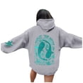 thumbnail image 2 of Women's "Protect The Ocean" Graphic Hoodie, Oversized Long Sleeve Pullover, Sea Life Print Casual Sweatshirt with Pockets, 13 Colors, S-XXL, 2 of 6