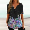 thumbnail image 6 of Women Short Sleeve Loose Fitting Fashion Christmas gift Leisure Chiffon Thin section Durable Sexy Lining Blue Trendy Short Sleeve Size S, 6 of 6