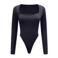 thumbnail image 4 of YDLCAFD New Square Neck Long Sleeve Sexy Double Layered Button Down Jumpsuit Solid Color Jumpsuit Base Layer S, 4 of 4