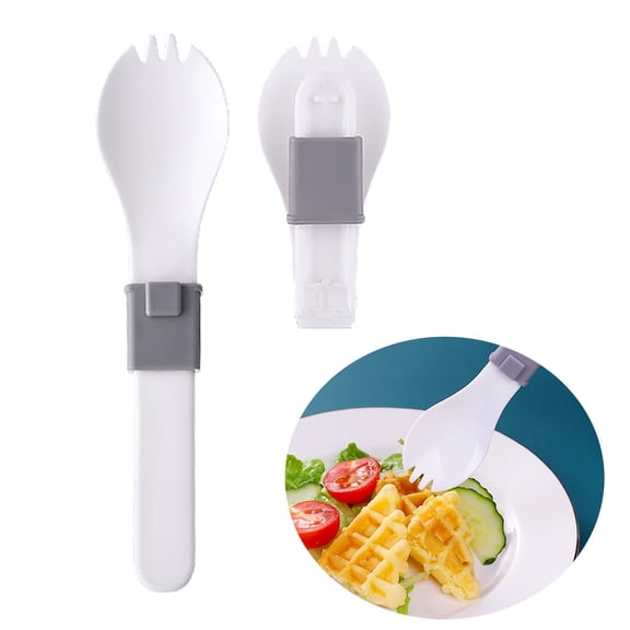 Ikeay 5-Pack Folding Spoons, Portable Stainless Steel Design for Camping Travel Picnic Hiking, Compact And Easy to Store, Outdoor Tableware Set