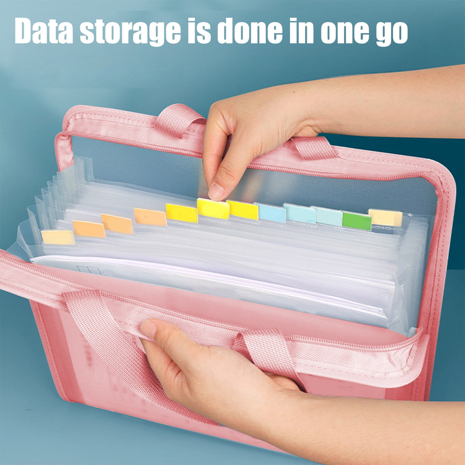 Specollect 3Pcs Fireproof Accordion File Organizer, Portable Expanding File Folder with Waterproof Zipper&Labels, Pink Document Organizer, File Organizer for Important Document/Paper Storage