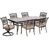 Hanover Traditions 7-Piece Dining Set in Tan with Extra Large Glass-Top Dining Table