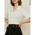 thumbnail image 4 of Lovito Women's Preppy Casual Plain Polo Neck Button Short Sleeve Regular Fit Tops Crop T-Shirt for Daily, 4 of 7