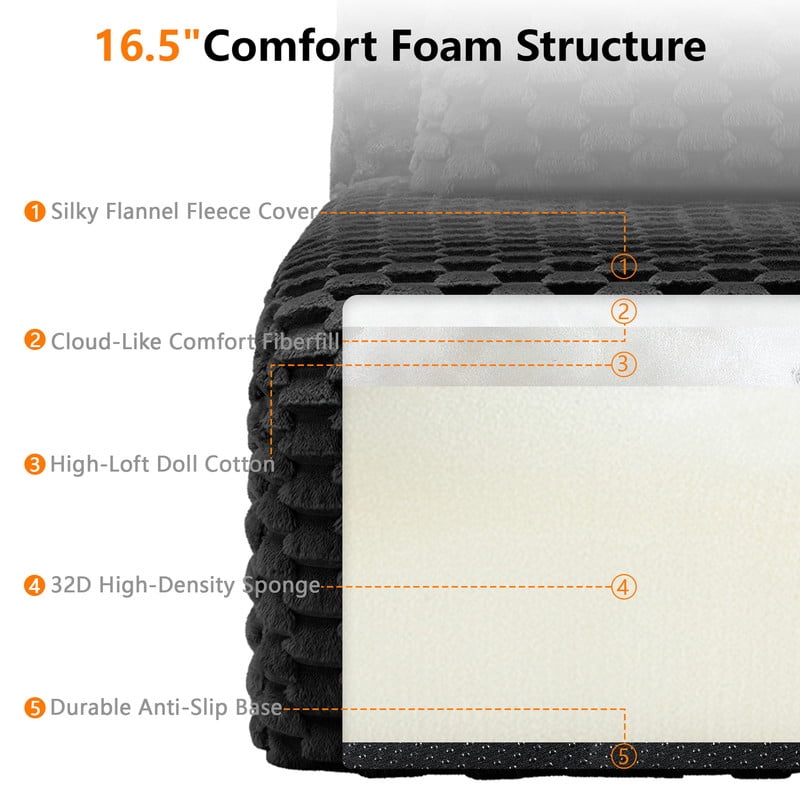 146" Modern U-Shaped Modular Sectional Sofa for Living Room,Flannelette Fabric,Oversized 4-Seater Couch,boneless sofa ,Movable Ottoman,Buckle connection,Anti-slip Design,No Assembly,Black