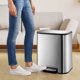 thumbnail image 2 of 5.3 gallon (20 liter) small rectangular stainless steel garbage can con soft-close lid foot pedal y inner bucket para kitchen home oficina dormitorio y sala de estar, 2 of 7