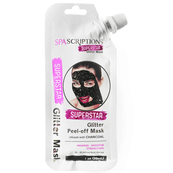 Glitter Peel Off Mask, Charcoal Infused Facial Treatment for Pore Minimizing, Smoothing, Rejuvenating Skin, Fun Black Glitter Peel Off for Beauty Nights, Self Care, Sleepovers, Relaxation