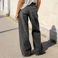 thumbnail image 6 of WERYOUNG Women's Casual Pants Solid Color High Waist Everyday Wear Relaxed Fit Wide Leg Denim Trousers Club Party Soft Breathable Jeans, 6 of 6