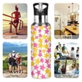thumbnail image 7 of Yayeee 20oz Double Wall Stainless Steel Water Bottle with Flip Straw, Yellow Stars Pattern, 7 of 7