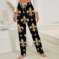 thumbnail image 3 of Gold & Black Fleur De Lis - Saints Fans Louisiana Winter Female Pants Flannel High Waist Women Pants Lady Warm Straight Leg Plush Trousers, 3 of 7