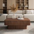 thumbnail image 5 of 38.6" Walnut Fluted Lift Top Coffee Table with Hidden Storage Modern Wooden Living Room Tea Table, 5 of 8