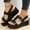Black, variant on WIZUTIZ Platform Sandals Women Open Toe Sandals for Women Womens Dress Sandals Comfortable Cushion Stretch Beach Sandals Pull-On Summer Shoes Low Heel (1"-2") Wide Solid Sandals Vacation Beige