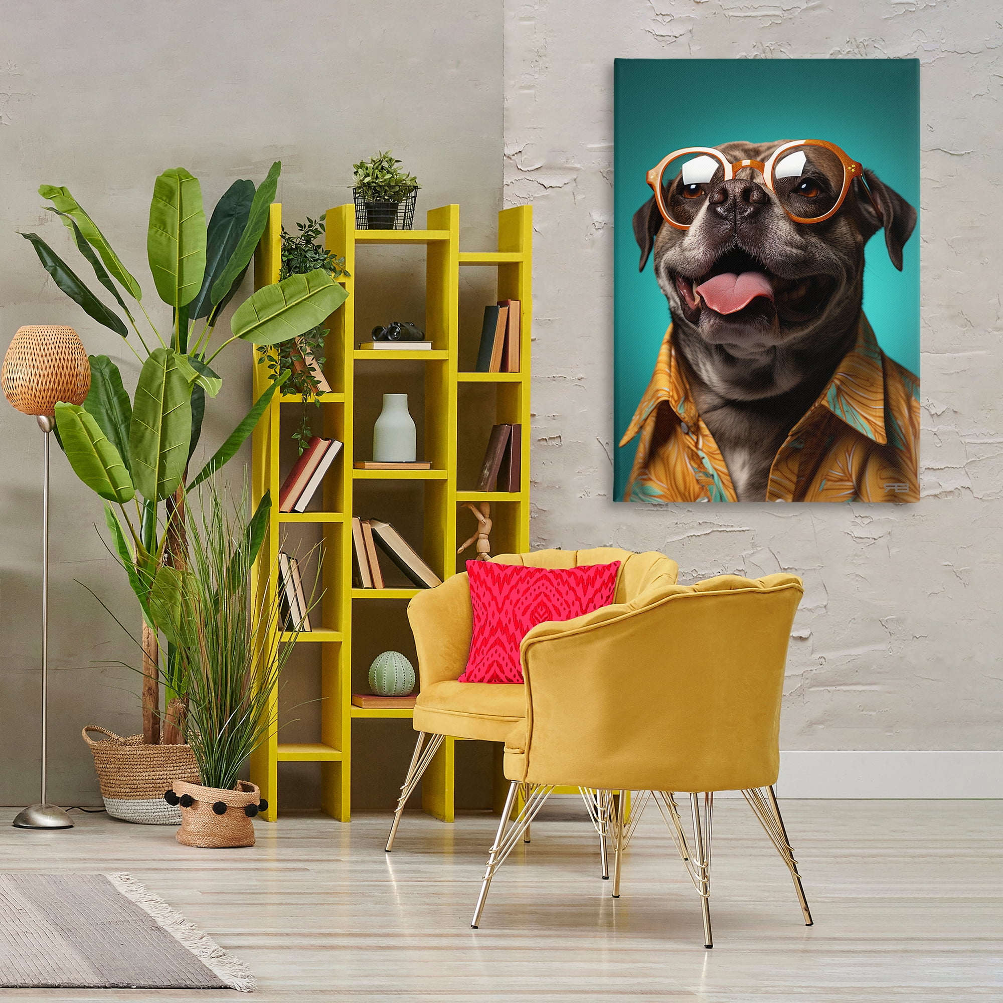 Stupell Industries Fashion Dog Friend Animals & Insects Painting Gallery Wrapped Canvas Art Print Wall Art, 30 x 45