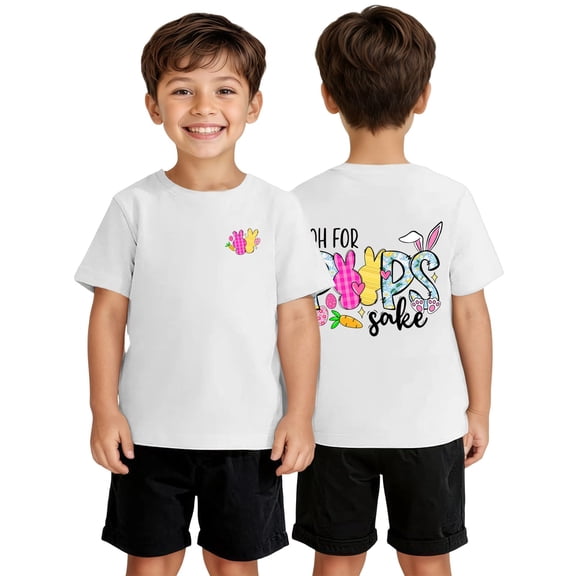 Gzbliryd Easter Bunny T Shirt Funny Bunny Graphic Tee Short Sleeve Girls Easter T Shirts for Teen Boys Oversized Short Sleeve Graphic Tee Tops (White,6-7Y)