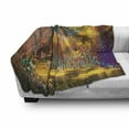 thumbnail image 3 of Forest Soft Flannel Fleece Blanket, Fantasy Forest Pathway Hypnotic Style Jungle Plants with Vibrant Colored Bushlands, Cozy Plush for Indoor and Outdoor Use, 50" x 70", Multicolor, by Ambesonne, 3 of 6