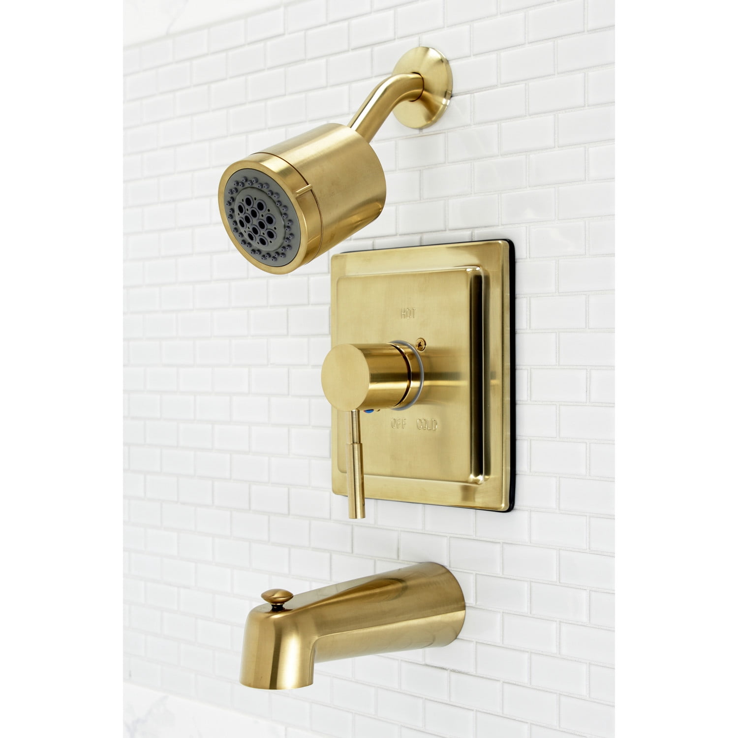 Kingston Brass KB4657DL Concord Single-Handle Tub and Shower Faucet, Brushed Brass