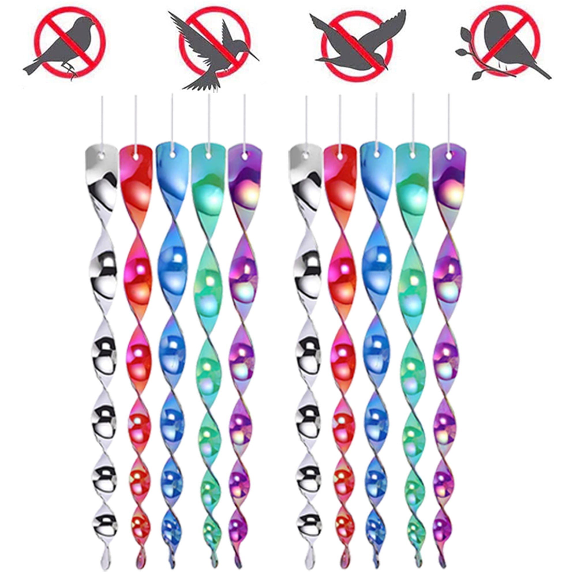 Elbourn 10PCS Bird Repellent Reflective Scare Rods - Ornamental Spinner