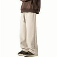 thumbnail image 2 of Summer Savings, Man's Corduroy Drawstring Trousers, Large Size, Straight Leg, Casual Fit, for Home/Office, Comfortable, Versatile, Elastic Waist, Solid Color, Plus Size Clothing | Beige L | Sopatenor, 2 of 9
