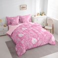 thumbnail image 2 of jejeloiu Soft Paisley 7-Piece King Bedding,Pastel Print King Bed in a Bag For Adults,Pink White,Pink Reversible, 2 of 7