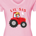 thumbnail image 4 of Inktastic Farmer Tractor Little Sis Women's V-Neck T-Shirt, 4 of 5