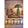 thumbnail image 3 of Better Homes & Gardens 12" Green Dome Rechargeable LED Portable Lamp with Dimmable Touch Sensor, 3 of 9