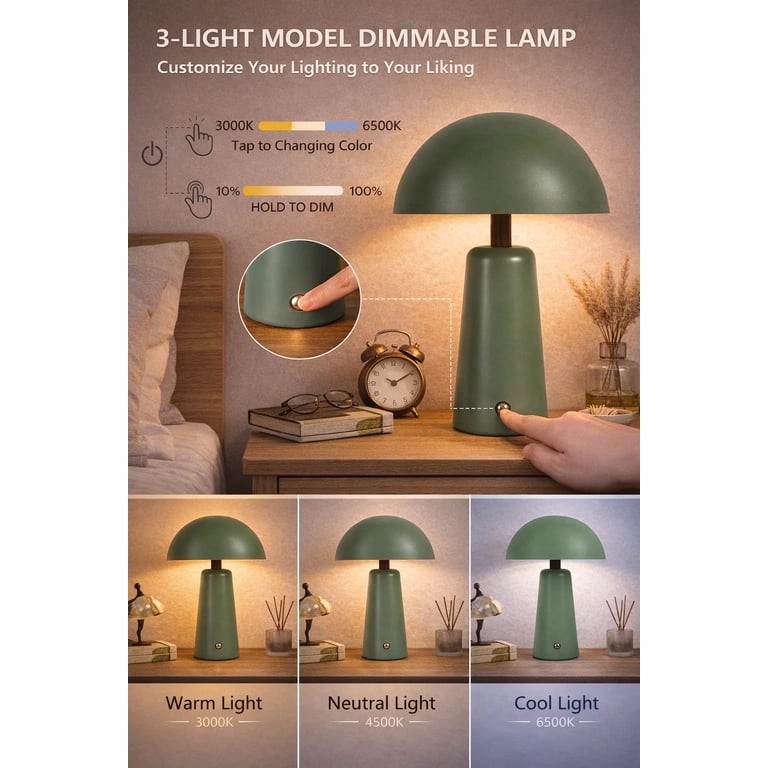 Better Homes & Gardens 12-Inch Green Rechargeable LED Lamp photo 3