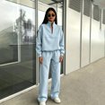 thumbnail image 6 of GrmtClth Womens Trendy 2 Piece Outfit Half Zip Long Sleeve Pullover Relax Wide Leg Pants Soft Autumn Matching Suit, 6 of 6