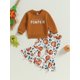 thumbnail image 2 of Ropa de otoño-invierno para niña, conjunto de sudadera con cuello redondo y pantalones acampanados con parches de calabaza, trajes de Halloween para niña pequeña, 2 of 7