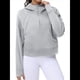 thumbnail image 2 of Sudadera con Capucha para Mujer, de Larga, Corta, con Media Cremallera y Bolsillos con Orificio para el Pulgar. Gris L, 2 of 6