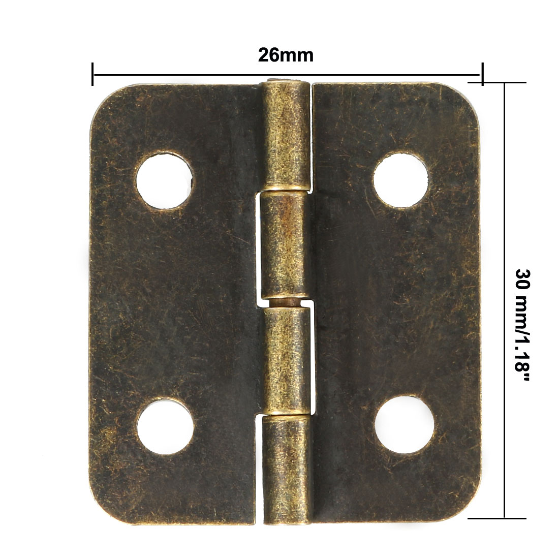Uxcell 1.18" Antique Bronze  Hinges Retro  Hinge Replacement with Screws 10pcs - image 3 of 5