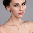 thumbnail image 3 of Gem Stone King 10K Yellow Gold Pink Created Sapphire and White Diamond Pendant and Earrings Jewelry Set for Women (1.51 Cttw, with 18 inch Chain), 3 of 3