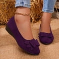 thumbnail image 6 of ZACPNCV Womens Plus Size Suede Wedge Flats Round Toe Bow Design Comfort Casual Shoes Summer, 6 of 9