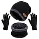 thumbnail image 1 of Gorro de punto de invierno, conjunto de bufanda cálida y guantes para pantalla táctil, 3 gorros con forro de lana para hombres y mujeres, 1 of 7