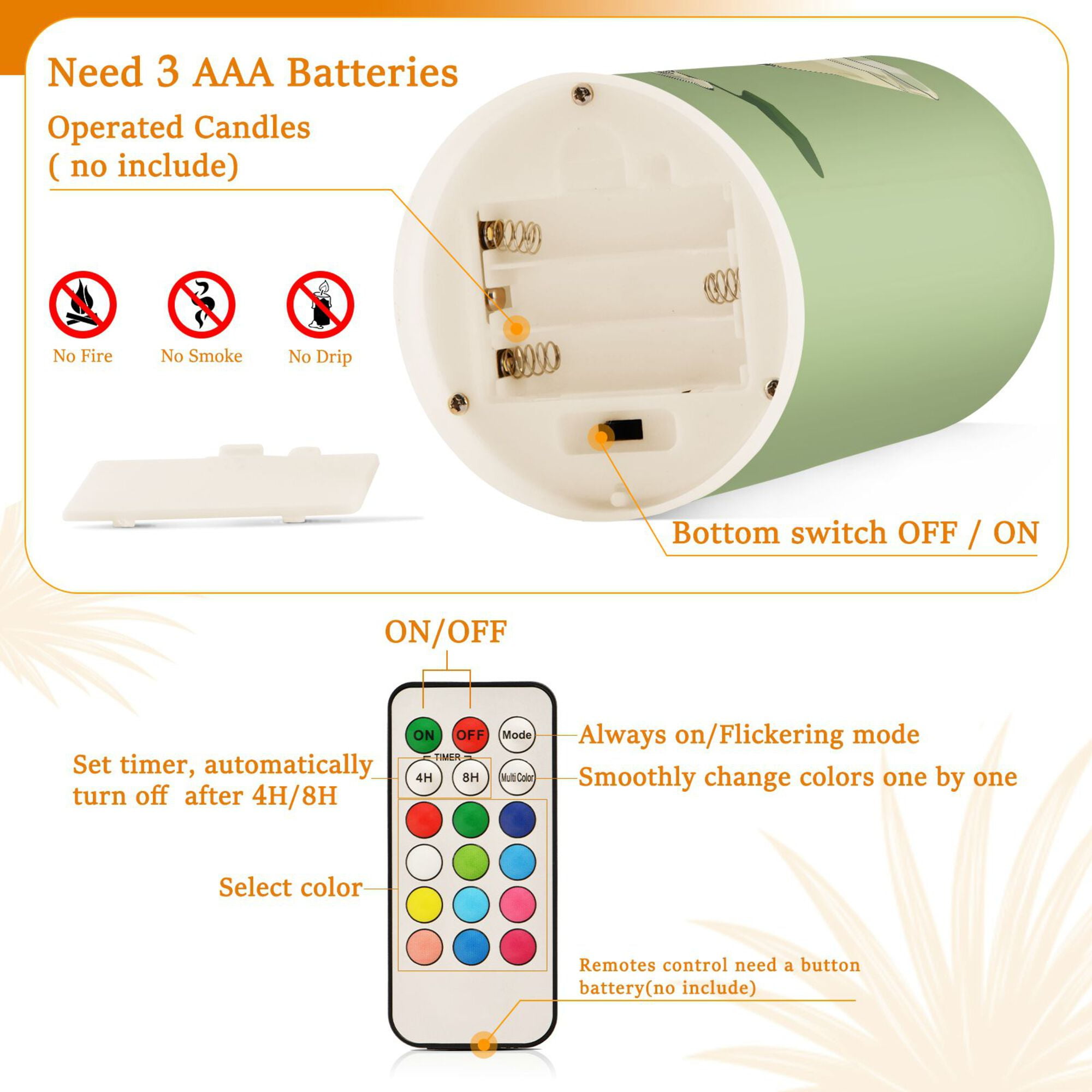 Yayeee Flameless Candles with Remote Flickering Battery Operated Multi Color Changing, Colorful Circles