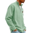 thumbnail image 4 of OIOLOYJM Mens Corduroy Sweatshirt Casual Stand Collar Quarter Zip Pullover Spring Ribbed Long Sleeve Sweaters Fashion Comfy Warm Shirts Green 4XL, 4 of 4