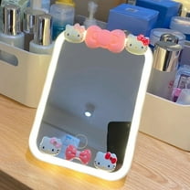 Kawaii Sanrio Hello Kitty Led Mirror Anime Figure Intelligent Desktop Single Sided Portable Fill Light Vanity Mirror Girl Gift