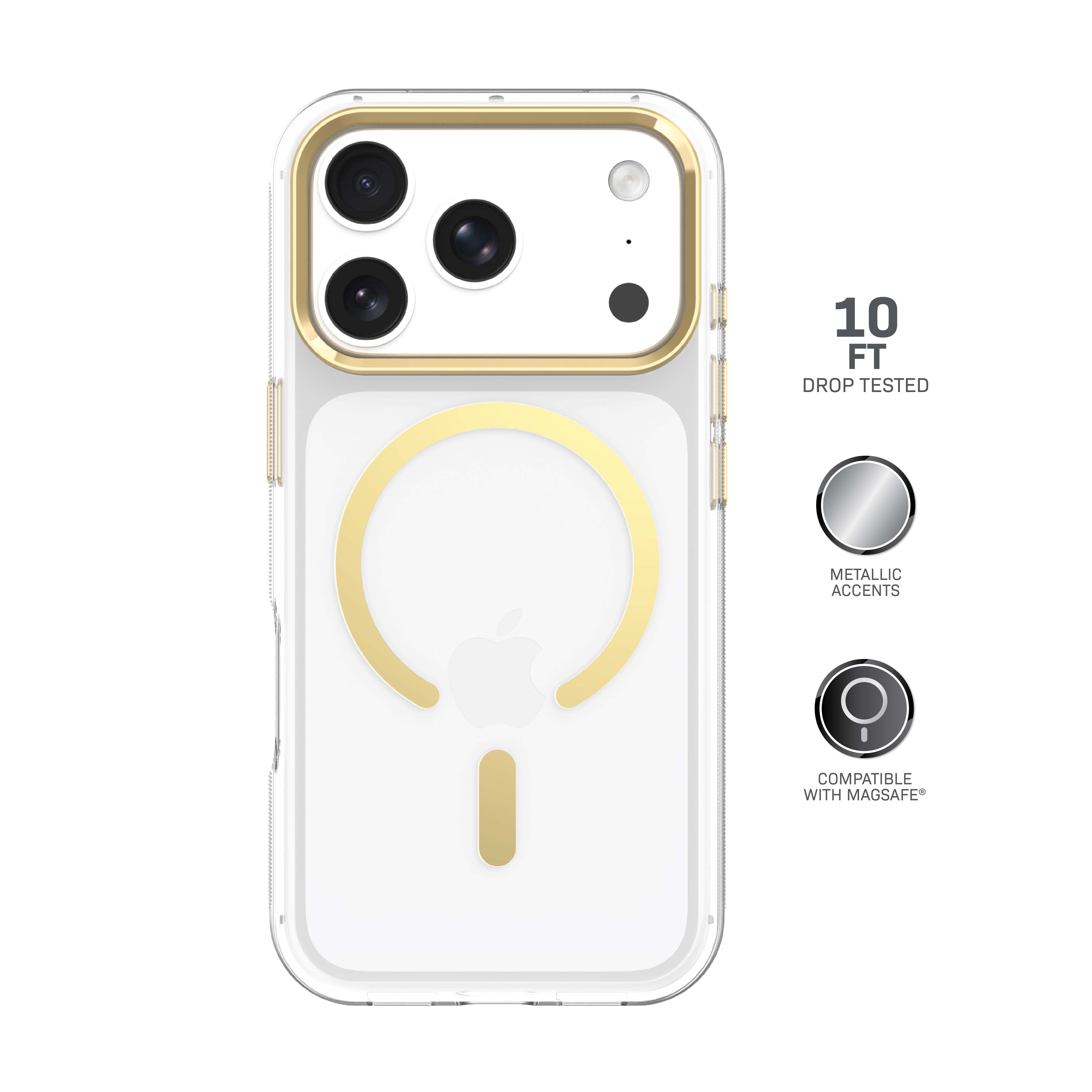Body Glove Reflector Phone Case for iPhone 18 Pro Max / 17 Pro Max, MagSafe Compatible - Clear/Gold