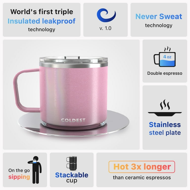 The Coldest Water Stackable Insulated Espresso Cup with Saucer - Insulated  Triple Wall Stainless Ste…See more The Coldest Water Stackable Insulated