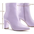 thumbnail image 3 of Unique Bargains Women's Pointed Toe Zipper Patent Leather Ankle Chunky Boots, 3 of 7