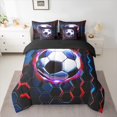 thumbnail image 3 of Castle Fairy Sport Soccer 7pcs Bedding Comforter Set,Geometric Honeycomb Queen Bedding Sets Super Cozy,Ball Gamer Queen Sheet Sets,Breathable Abstract Home Decor,Reversible, 3 of 9