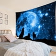 thumbnail image 2 of Wolf Moon Tapestry Wall Hanging, Blue Full Moon and Starry Sky Animal Silhouette Fabric Wall Decor for Bedroom, Living Room, Dorm, 80 x 60 Inch, 2 of 6