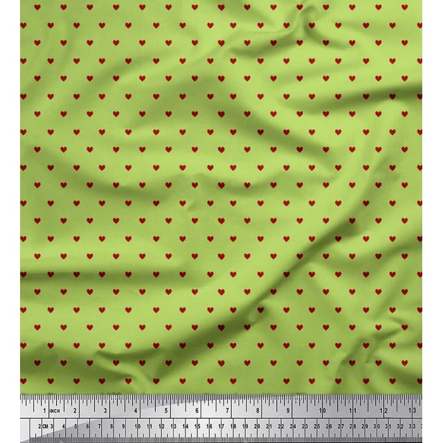 Soimoi Polyester Crepe Fabric Heart Shirting Print Fabric by The Yard 52 Inch Wide