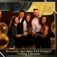thumbnail image 5 of Scheam 15ft Metallic Foil Plastic Fringe Curtains,4 Pcs Ceiling Sequin Tassel Curtain Decorations,Sparkling Wave Ceiling Drapes,for Wedding Birthday Party Bachelorette Decor (Gold & Black), 5 of 7
