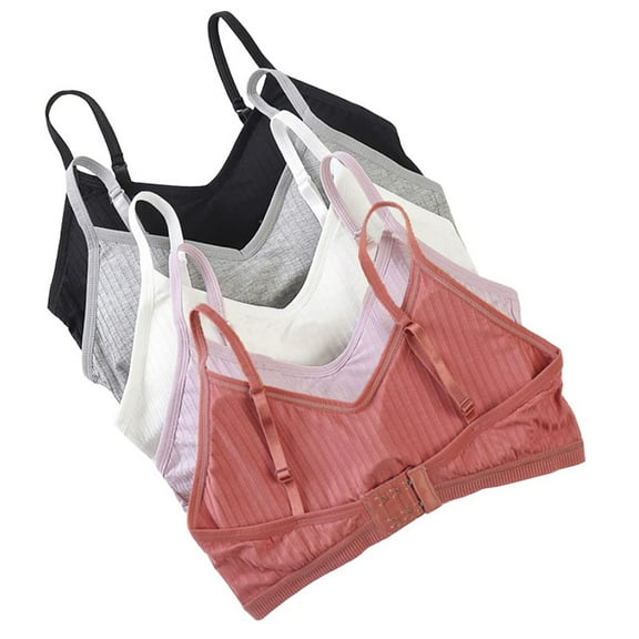 Girls Padded Training Bras Fit for 10-15 Years Cotton Padded Sports Bralette Teen Sports Bra Elastic Shoulder Straps Running Bra Solid